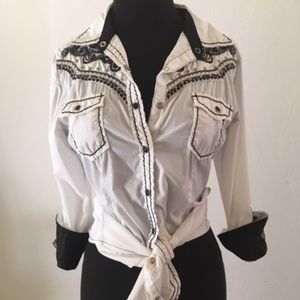 ROAR Buckle button-down White Women's Shirt